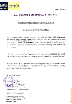 Work Completion Certificates