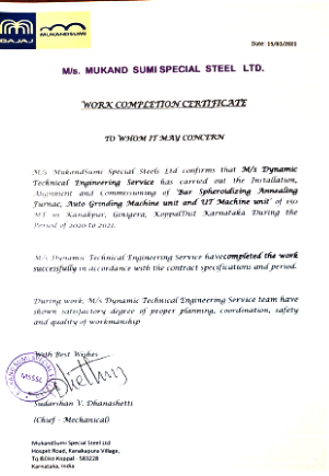 Work Completion Certificates