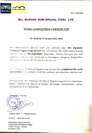 Work Completion Certificates
