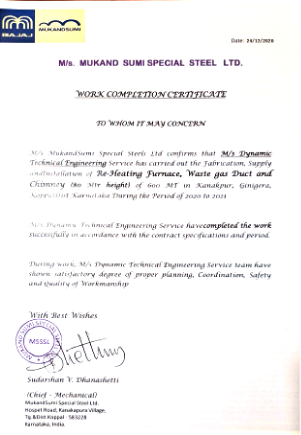 Work Completion Certificates